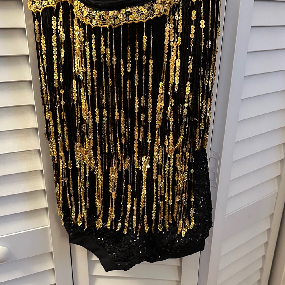 Weissman Black And Gold Sequin Dance Costume - image 6